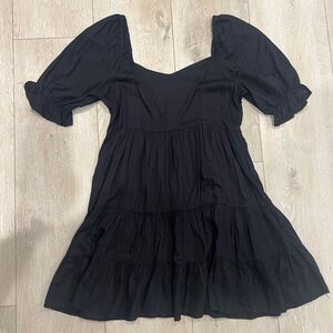 Elegant Black Puff Sleeve Dress